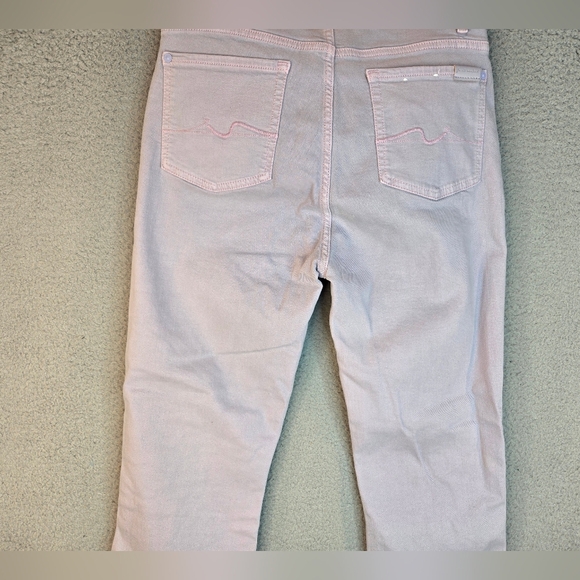 7 For All Mankind Womens Sz 28 Lilac Italian Cotton High Rise Jeans Raw Hem - Picture 9 of 14